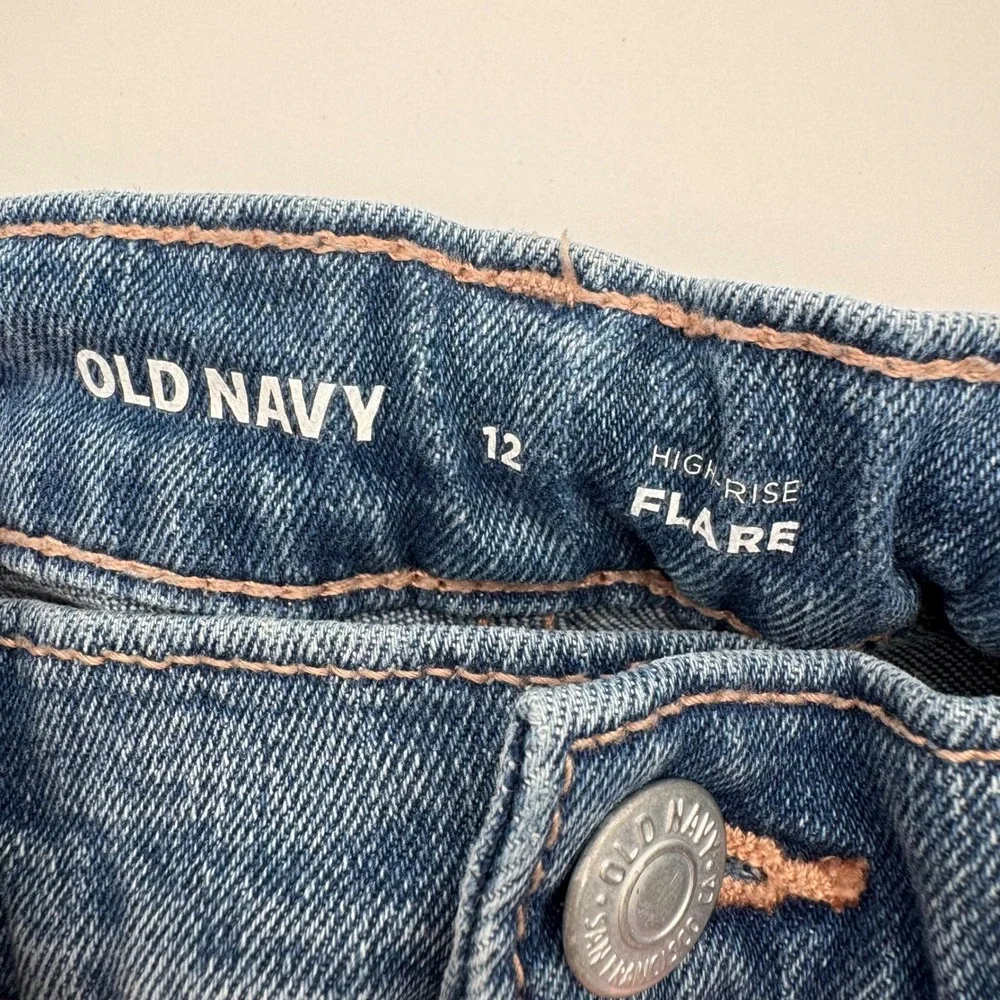 Old‎ Navy Size 12 Girls High-Waisted Flare Jeans Adjustable Waist